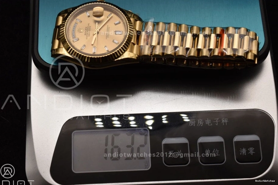 GMF 904L Diamond A3255 Gain YG 723 DayDate President On Weight GoAnywhere Markers Gold Dial Steel 40 V Bracelet 1021